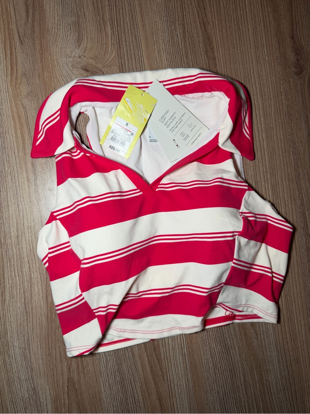 Women's Pink and White Striped athletic Polo Top - Size S